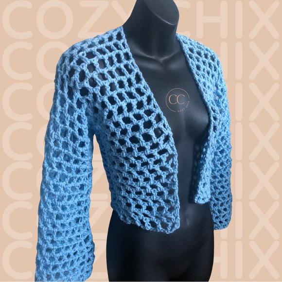 In My Feels: Handmade Crochet Mesh Cardigan - Picture 3 of 4